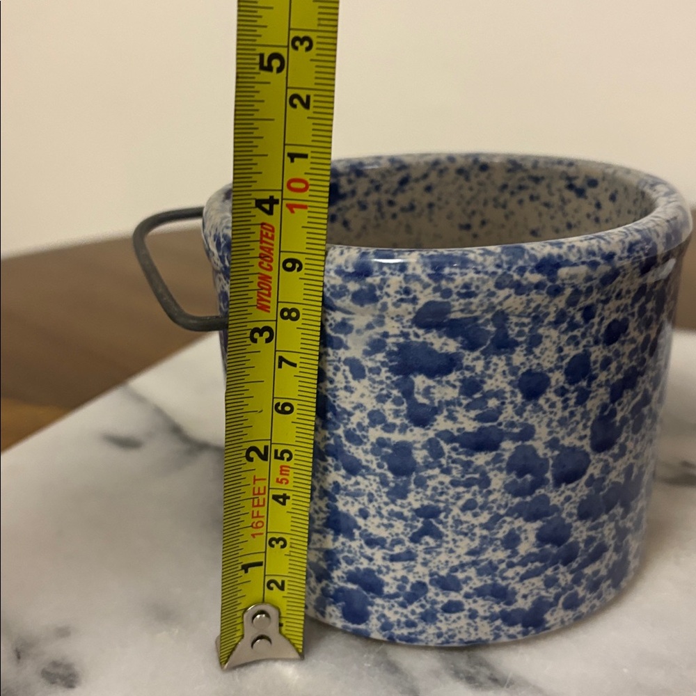 Blue Speckled Ceramic Crock with Handle - Picture 9 of 10